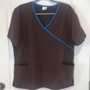4/$25 Just Love Scrubs Nurse Top XXL Brown Blue